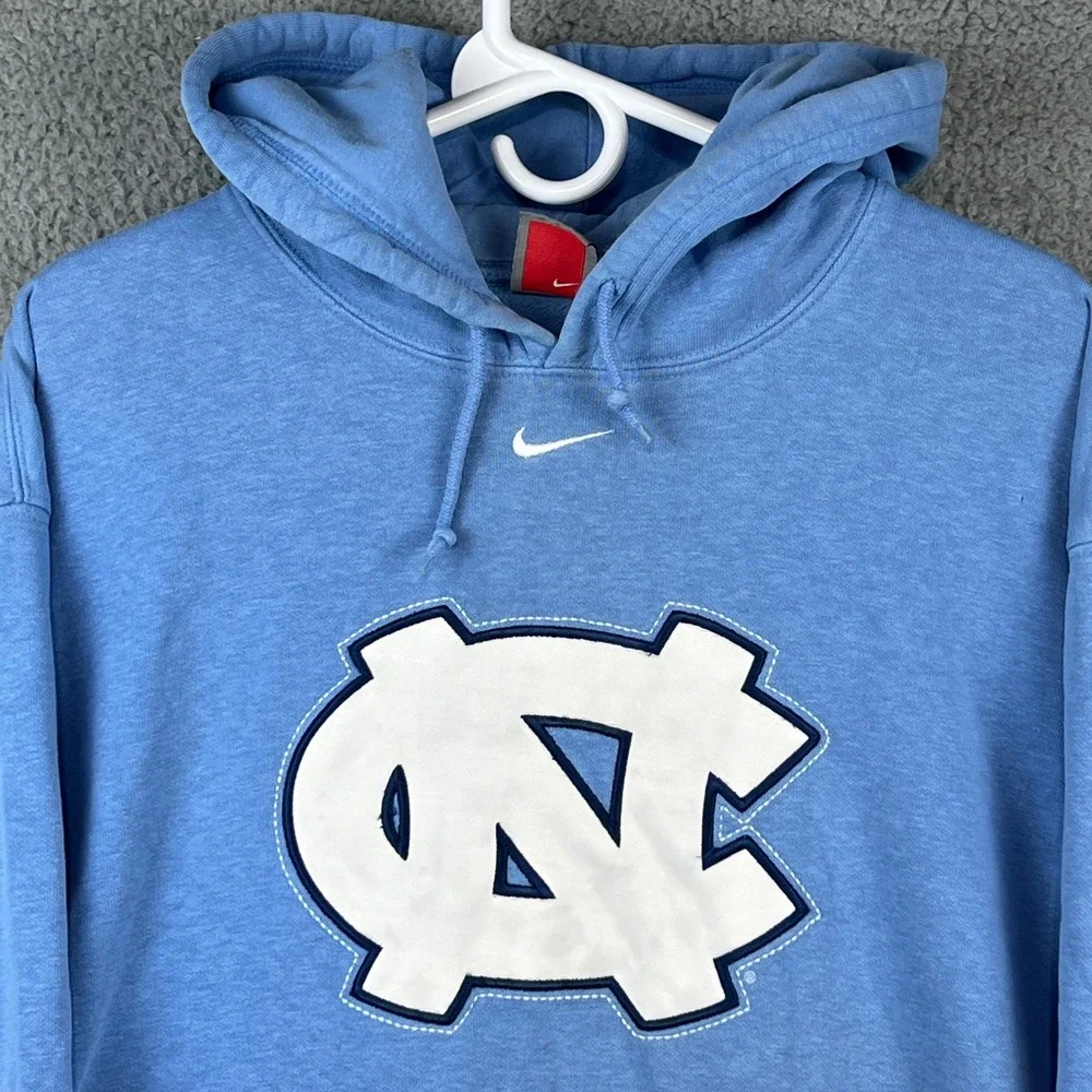 Nike Team North Carolina Tar Heels Hoodie Blue Vintage NC Logo Mens Large